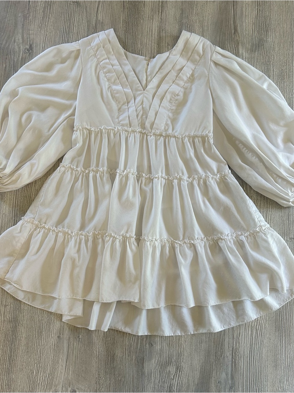 by o la la...! Glam White Viscose Tiered Ruffled Baby Doll Mini Dress M European